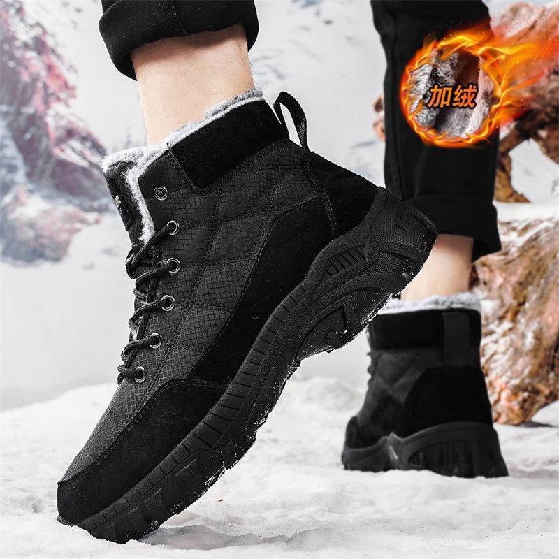 Popular cotton snow boots large size pigskin snow boots outdoor northeast cotton shoes winter velvet warm cotton shoes