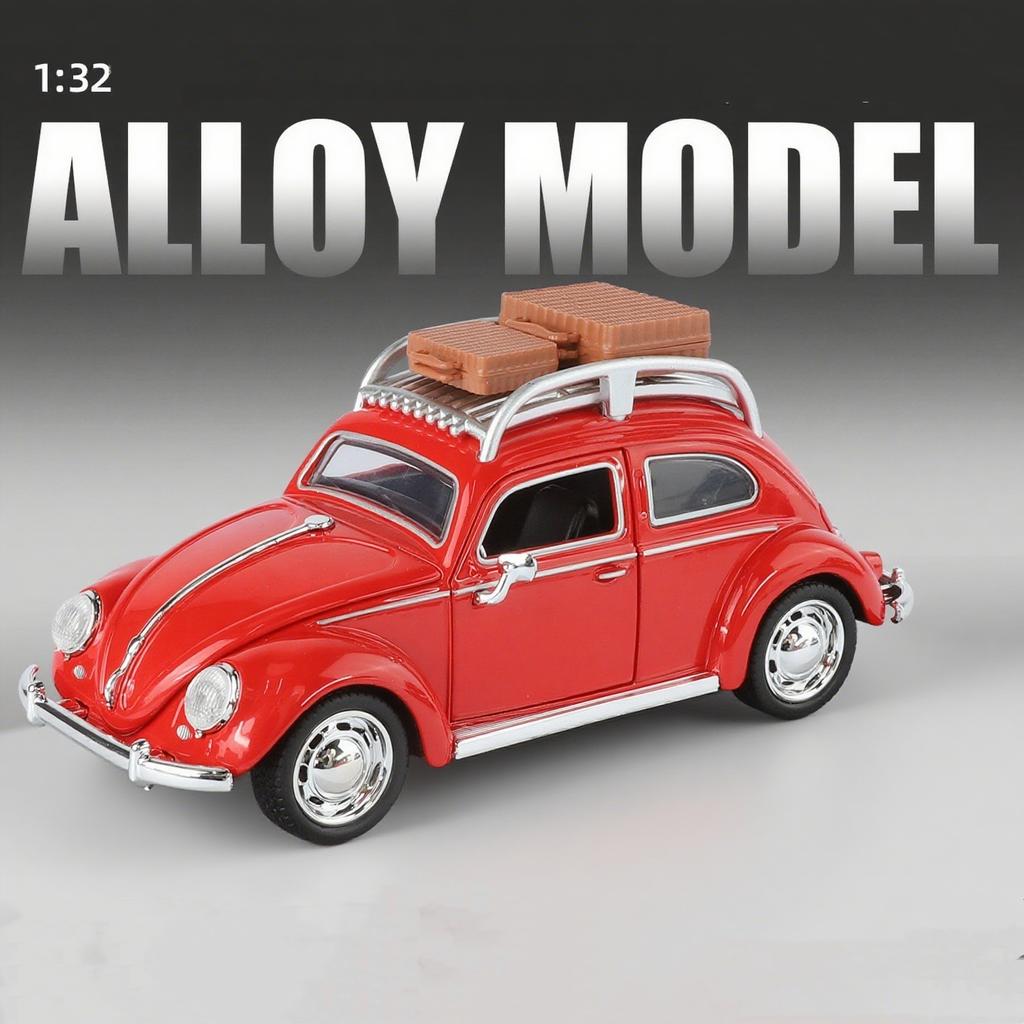 Travel Version 1/32 Beetle Alloy Classic Car Model Diecasts Metal Retro Vehicles Car Model Simulation Sound Light Kids Toys Gift