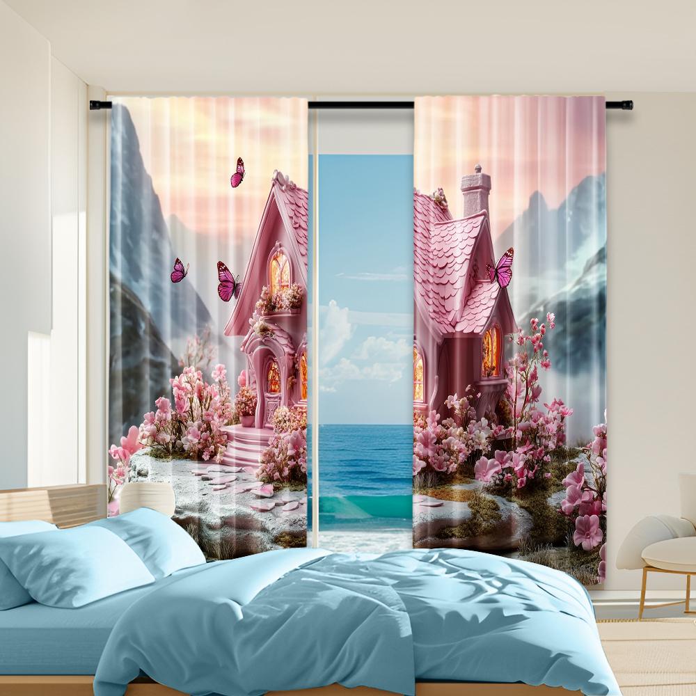 

2 шт., универсальные полиэстеровые прозрачные шторы для украшения дома, романтические на День святого Валентина для использования в спальнях и гостиных 29x65in(75x166cm)