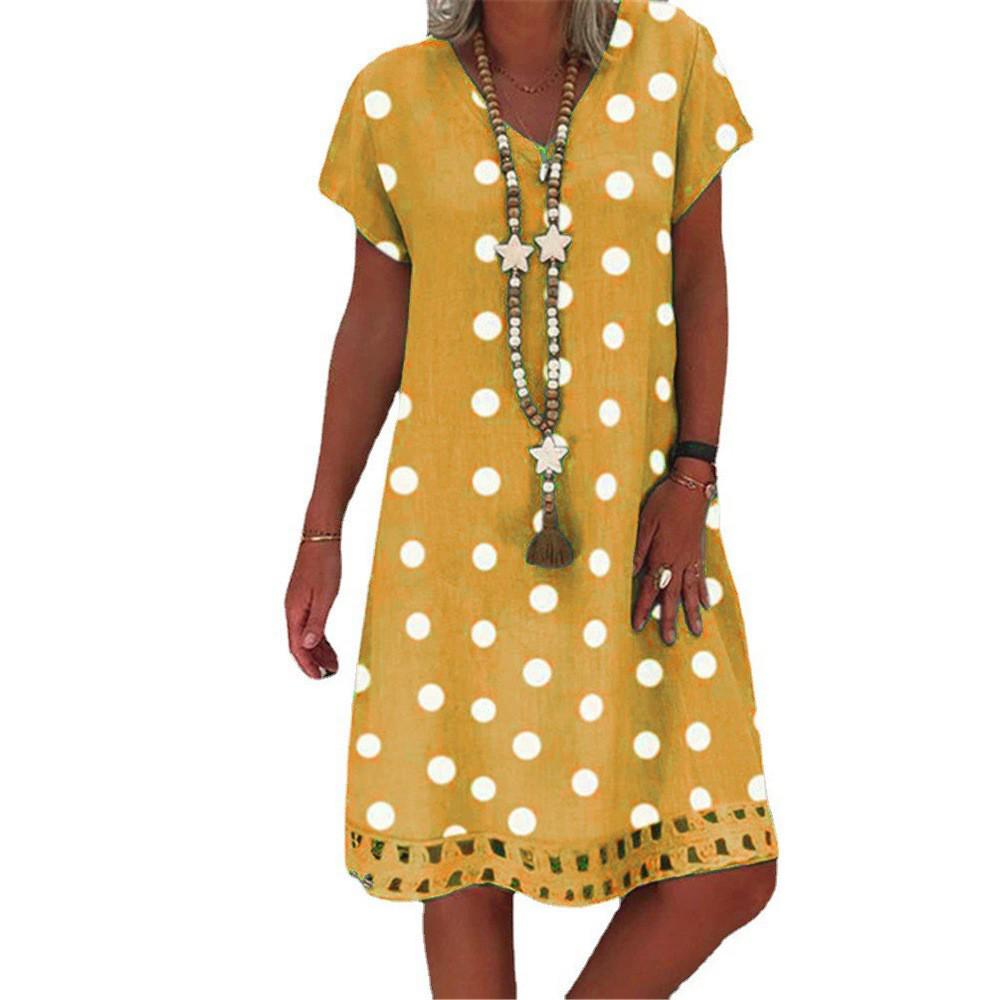 2025 Spring/Summer Polka Dot V-Neck Midi Dress - European & American Women's Fashion