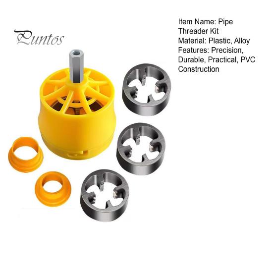 PVC Thread Maker Tool Electric Drill Water Pipe Threading Device with 3 Dies 1/2" 3/4" And 1" PVC Pipe Threader Kit for Electric Drill