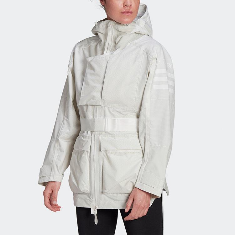 Adidas Solid Color Outdoor Hooded Jacket Women Jackets Off-White H48573