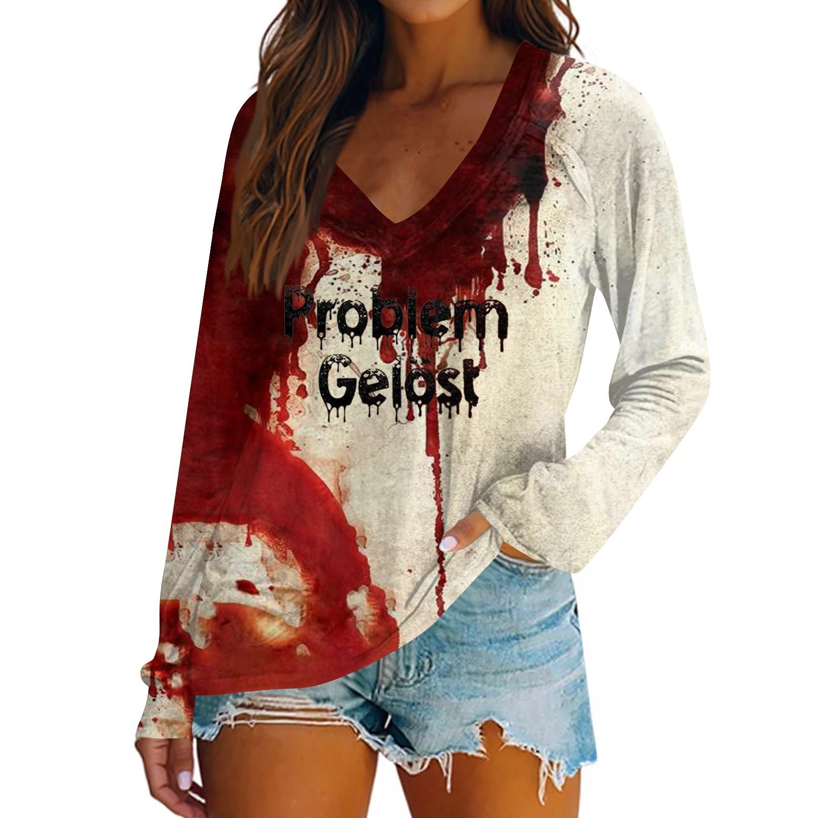 

Women s Casual Fashion Snowflake Printed Vintage Casual Print Long Sleeve V-Neck Pullover Top Blouse S Кіновар