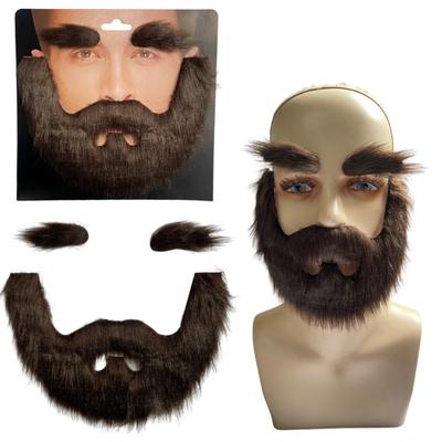 Falsk mustasch och ögonbryn set självhäftande falskt skägg kostymtillbehör cosplay rekvisita för maskerad teater scen