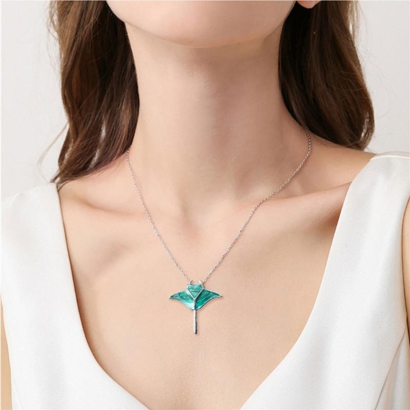 Oceanic Manta Ray Design Alloy Necklace Adjustable 45cm Beach Party Jewelry For Fashion Lovers