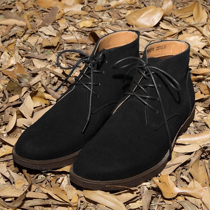 Men's Frosted Leather Mid-Top Winter Desert Boots In British Style