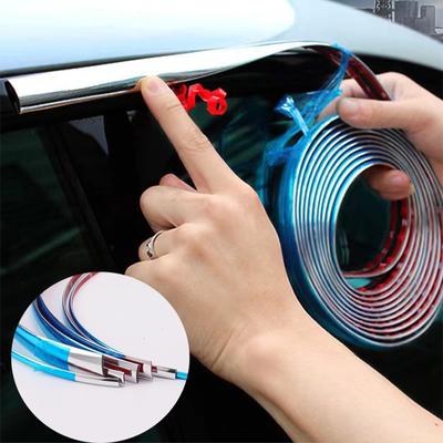 Car Exterior Chrome Silver Trim PVC Bumper Car Door Protector Car Exterior Decoration Car Lights Stickers Window Decoration