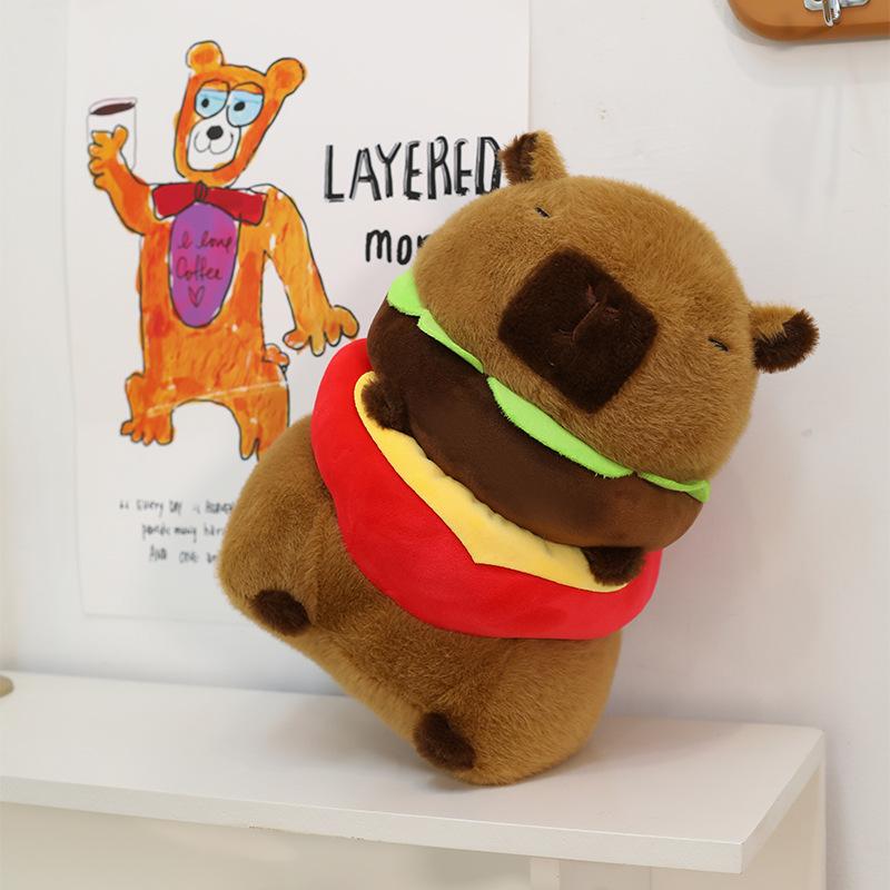 Milk tea cup red hat kapibara doll doll toast turtle backpack capybara ugly cute rag doll throw pillow