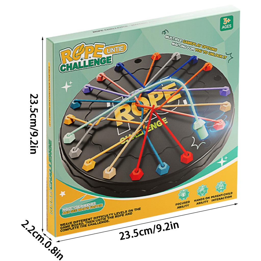 Rope Puzzles Colorful Twisted Rope Sorting Board Game Brain Teaser Fine Motor Skills Toy Travel Game for Kids Ages 3