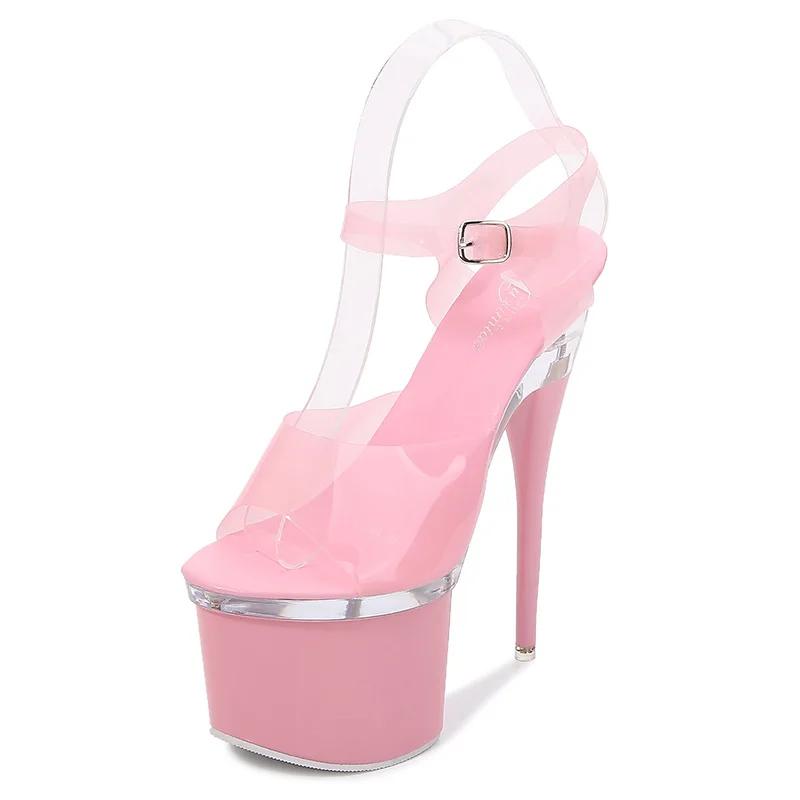 Křišťálové sandály na vysokém podpatku 2024 Dámské Letní Vodotěsné Platforma Protiskluzové Silná podrážka Sexy Joker Super Vysoký podpatek Cool