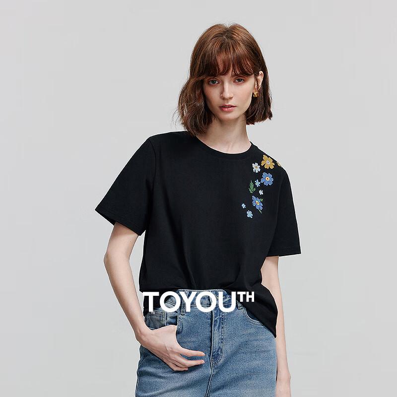 Women s Floral Appliqué Pure Cotton T-Shirt S