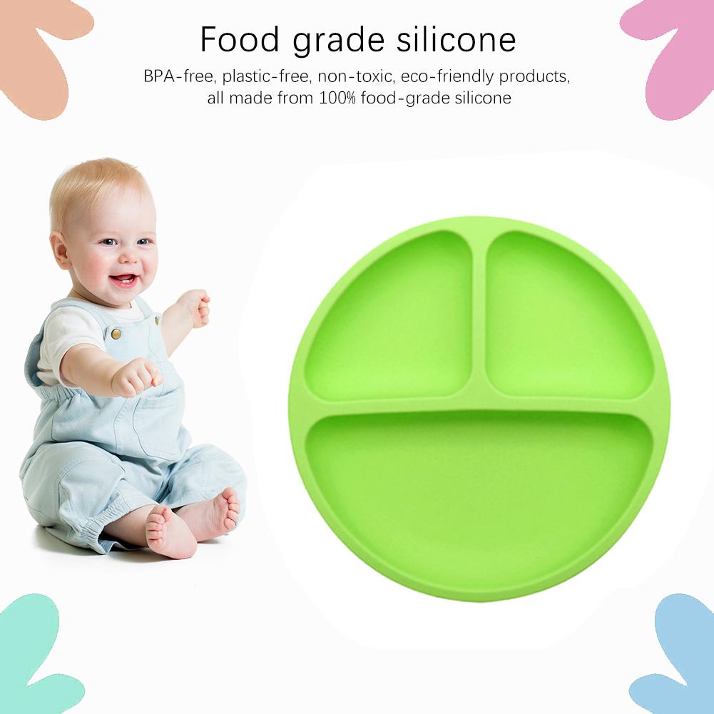 Cute Baby Infant Dining Plate Anti Slip Toddle Training Sucker Dishes Tableware