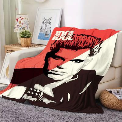 1Pc BillyIdol Print Flannel Blanket, High Quality Comfortable for All Seasons, Warmth and Comfort, Perfect for Christmas Gifts