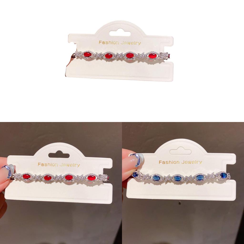 Bracciale in Argento con Zircone Ovale Geometrico Stile Lussuoso per Regalo Donna