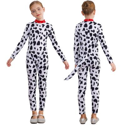 Dětský Unisex Dalmatin Kostým Kombinéza s Dlouhým Rukávem 3D Ocas Štěně Kombinéza Halloweenská Párty