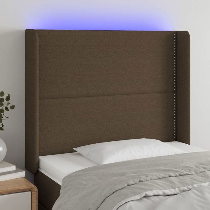 VidaXL Tête de Lit à LED Meuble de Chambre à Coucher Accessoire de Lit Simple Tête de Cadre de Lit Intérieur Marron Foncé 3123901