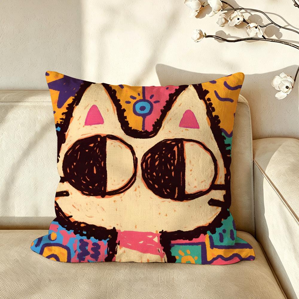 Art SStyle BBlack and White Cat Cushion Cover Pillow Case Antidustmite Pillowcase Silky Short Plush Sofa Cushion Cover hot