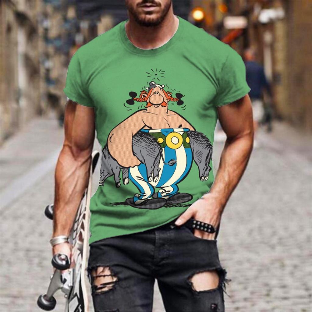 Anime Asterix and Obelix T-Shirt Cartoon 3D Print Men Women Short Sleeve T Shirts Oversized Harajuku Tees Tops Kid Clothing