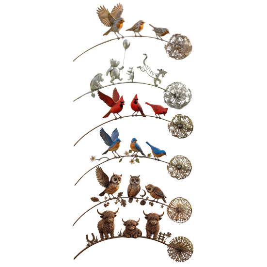 Gedenk-Gartenstecker Tierstecker, Rustikale Hofkunst-Dekorationen mit Löwenzahn-Akzent, Metall-Außen-Deko-Skulptur für Rasen Terrasse Blumenbeet