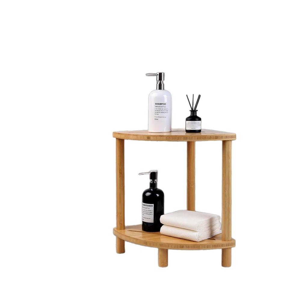 2-Tier Bamboo Bathroom Stool - Solid Wood Non-Slip Shoe Stool & Bath Seat, Multi-Purpose Household Shelf for Shower/Toilet