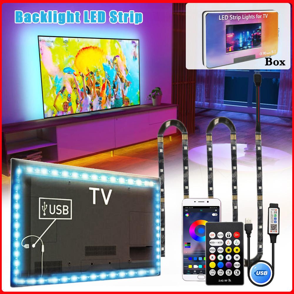 

USB Светодиодные ленты для телевизоров 55-75 дюймов Светодиодная подсветка RGB Светодиодные ленты Синхронизация с музыкой Изменение цвета Управление через Bluetooth-приложение Для игровой комнаты 4m-55-65Inch TV