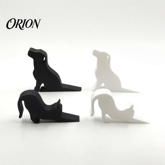 Sturdy Wooden Door Stopper Non-Slip Decorative Doorstop, 3D Printed Animal Wedge, Cat Silhouette Wedge Puppy Design for Bedroom Home Decor