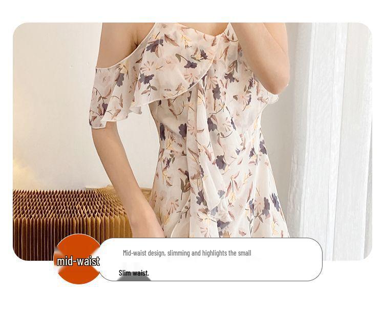 Retro Floral Off-the-Shoulder Spaghetti Strap Summer Dress