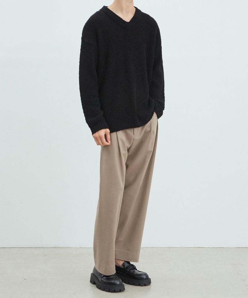 NODU Two-Tuck Wide Slacks [Beige]