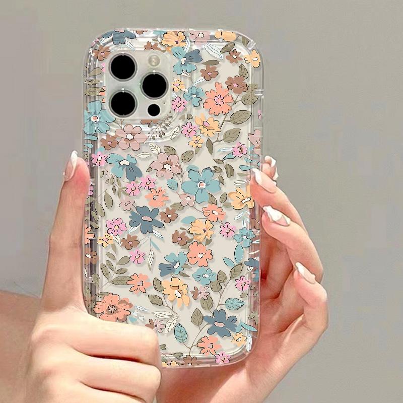 Soft TPU Flower Phone Case For iPhone 13 Fundas iPhone 11 14 15 12 Pro Max XR 7 8 Plus X Xs SE  13promax Transparent Covers