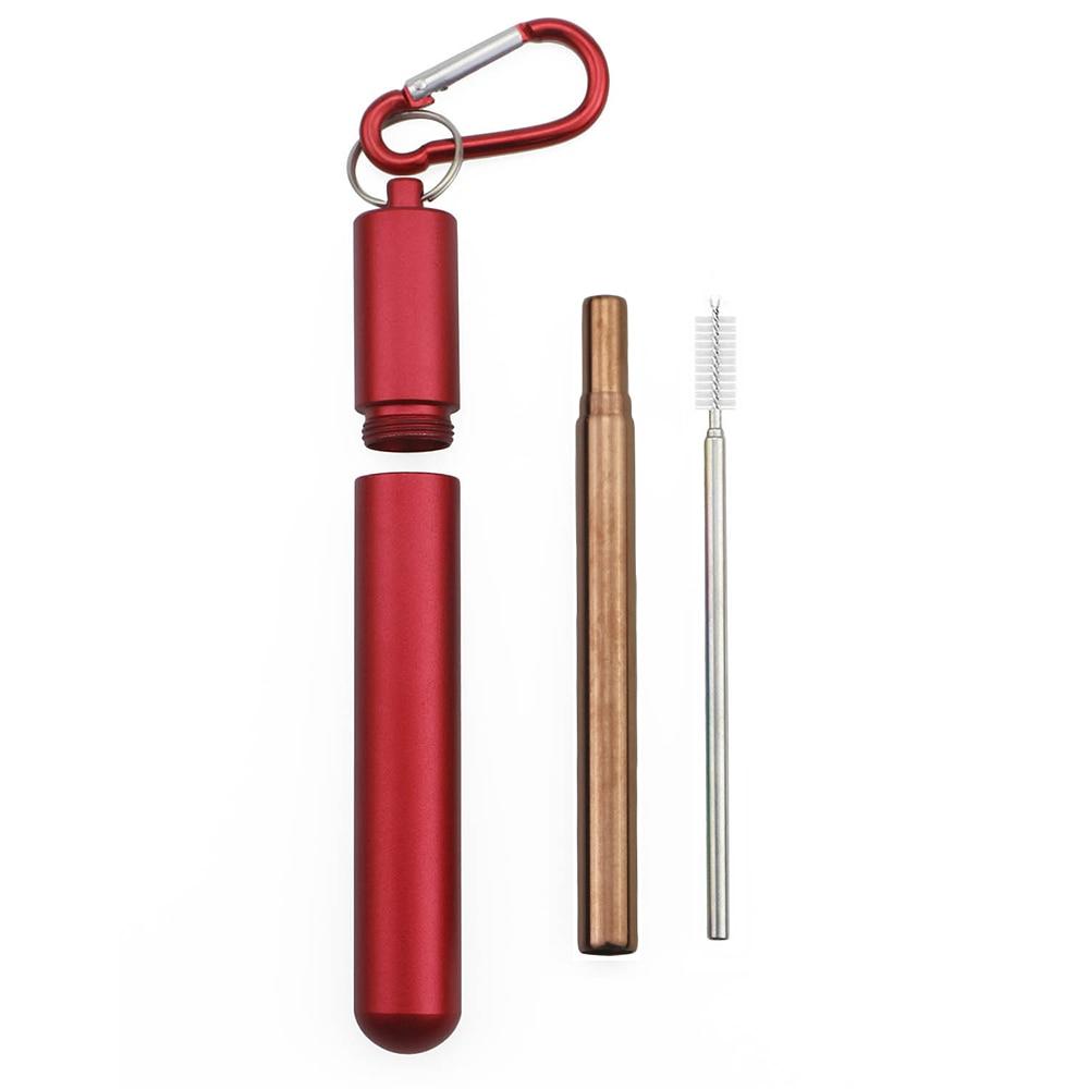 Reusable Telescopic Straw 304 Stainless Steel Metal Straw with Cleaning Brush Collapsible Portable Drinking Straw Set for Travel