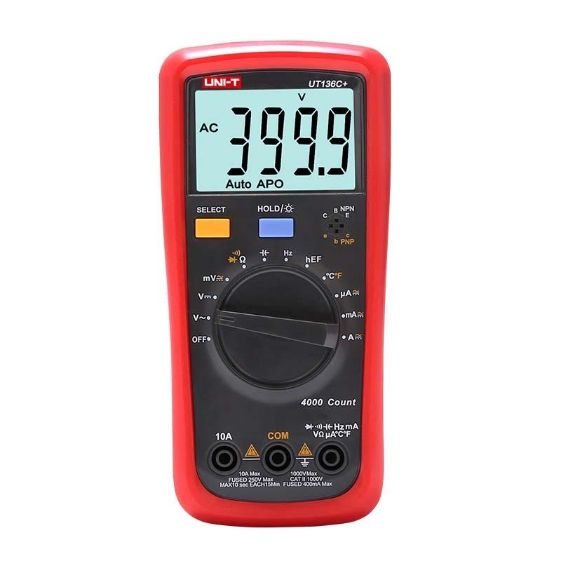 UNI-T UT136C+ Multimeter Digital multimeter tester AC DC Voltmeter Ammeter Ohm capacitance HFE Diode/transistor tester