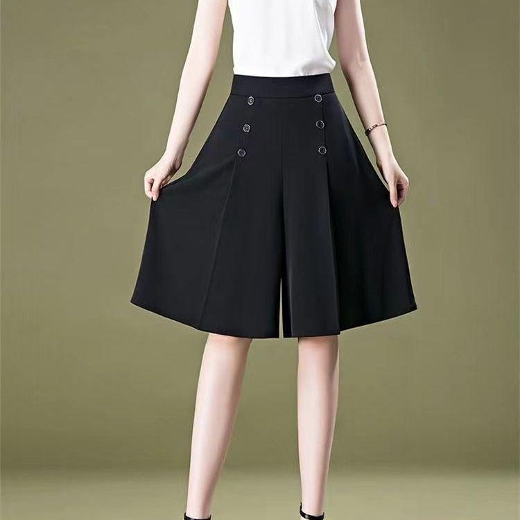 

Plus Size High-Waisted Culottes - Women s Summer Wide-Leg Shorts, Slimming Drape, Casual Loose Fit Capris L (Recommended 100-115 jin)