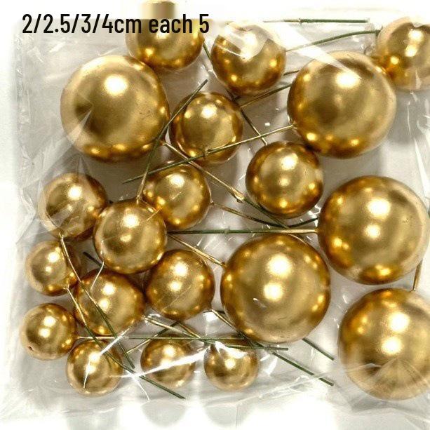20-Piece Mixed Set: Gold, Silver, Foam, Iridescent, and Christmas Cake Decoration Balls