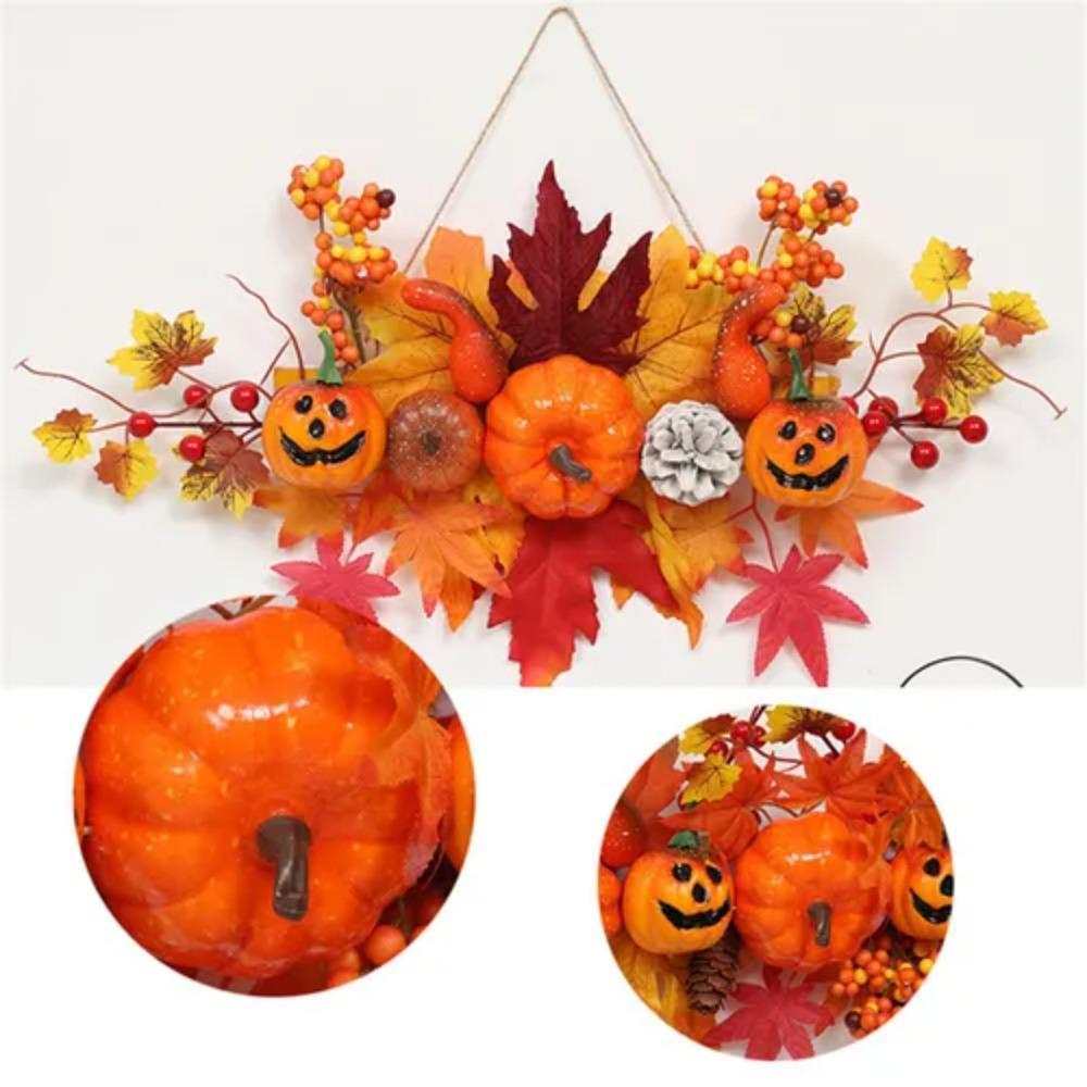 Durable Wall Hanging Props Artificial Halloween Maple Leaf Pumpkin Pendant Realistic   Thanksgiving