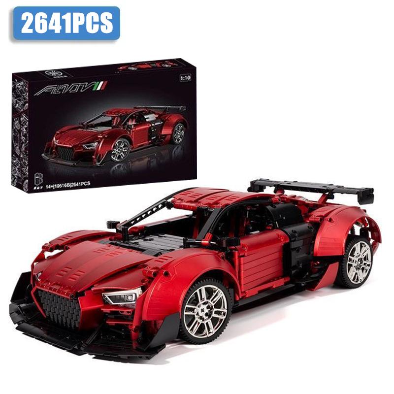 City Technical 2641pcs Audied R8 Sports Car MOC Supercar Model Building Blocks DIY Racing Vehicle Bricks Toys For Children Gifts