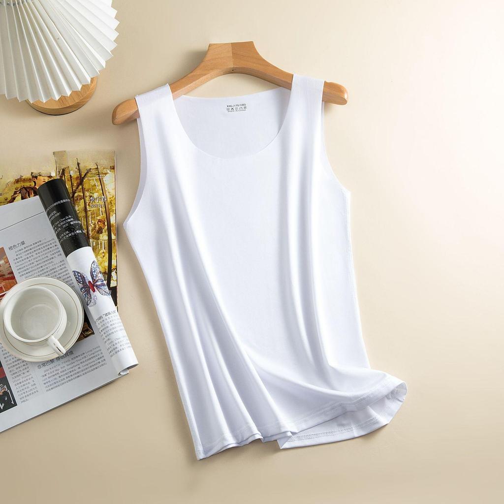 Γυναικείο γιλέκο με πάτο Ice Silk Χωρίς ραφή Αμάνικο Καθαρό Χρώμα Plus Size Strechy στρογγυλή λαιμόκοψη Dry Dry Cooling Camisole Καλοκαιρινό ραντεβού Διακοπές γραφείου