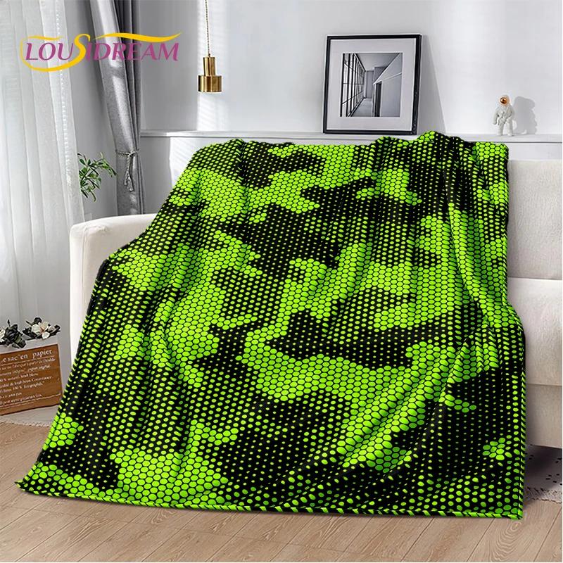 2025 Colorful Camo Green Camouflage Soft Blanket,Soft Throw Blanket for Home Bedroom Bed Sofa Picnic Travel Cover Child Gift