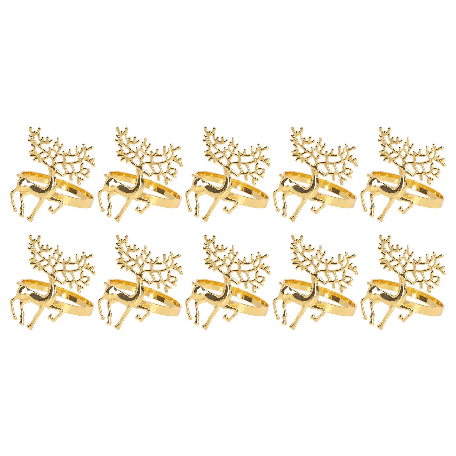 

Christmas Napkin Ring Elegant Decorative Metal Deer Napkin Ring Holder for Wedding Party Daily 10pcs Gold золотий