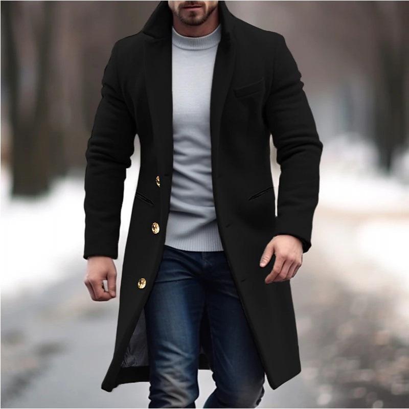 Multi-Color Wool Mid-Length Windbreaker Coat for Men – Available in Various Sizes