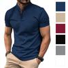 Polo masculino de manga curta com gola alta e decote henley waffle