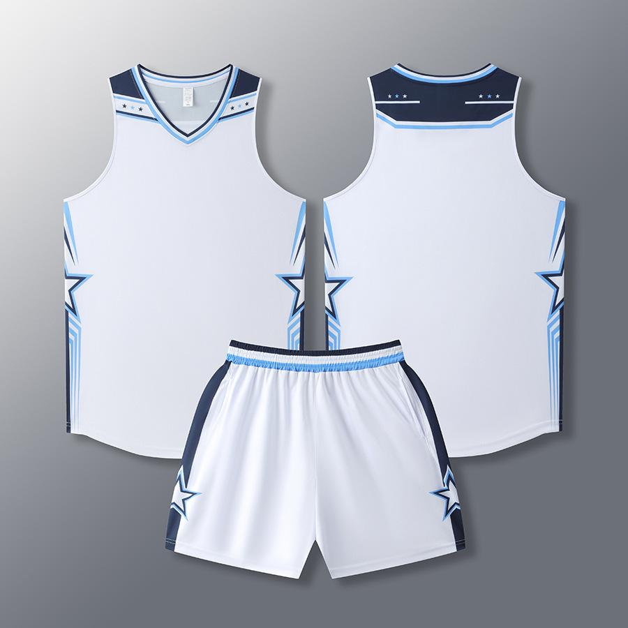 Nový, středoškolský herní tréninkový dres, basketbalový dres s úzkým ramenem na čtyři čtvrtiny.