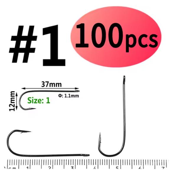 100pcs #16 - #4/0 Aberdeen Long Shank Fine Wire Fishhook Saltwater Freshwater Fishing Hooks Sabiki Rig Streamer Fly Hooks