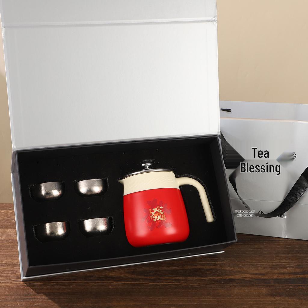Titanium-Coated Stew Pot with Tea Infuser - Large Capacity, Insulated New Year Edition.