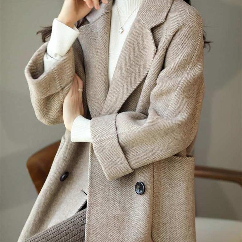 Wool Coat Elegance Coats Jackets Women Autumn Winter Jacket Women Long Sleeve Office Lady Trench Coat