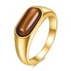 European and American 8MM Stainless Steel Ring with Inlaid Natural Stone - Versatile Retro Fashion Finger Ring