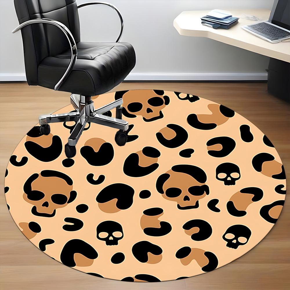 1pc Skulls Office Round Area Rug, Indoor Mat Suitable For Office, Under Office Chairs Bedroom Living Room Home Decor, Room Deco