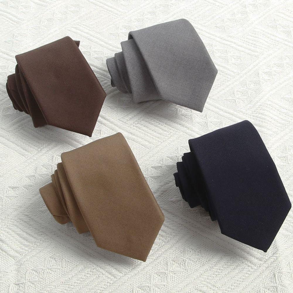 Cotton Elegant Men's Necktie Solid Color Business Suit Accessories Simple Neck Tie Student