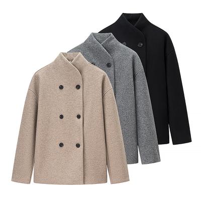 Women'S Autumn And Winter Fashionable Two-Color Woolen Coat