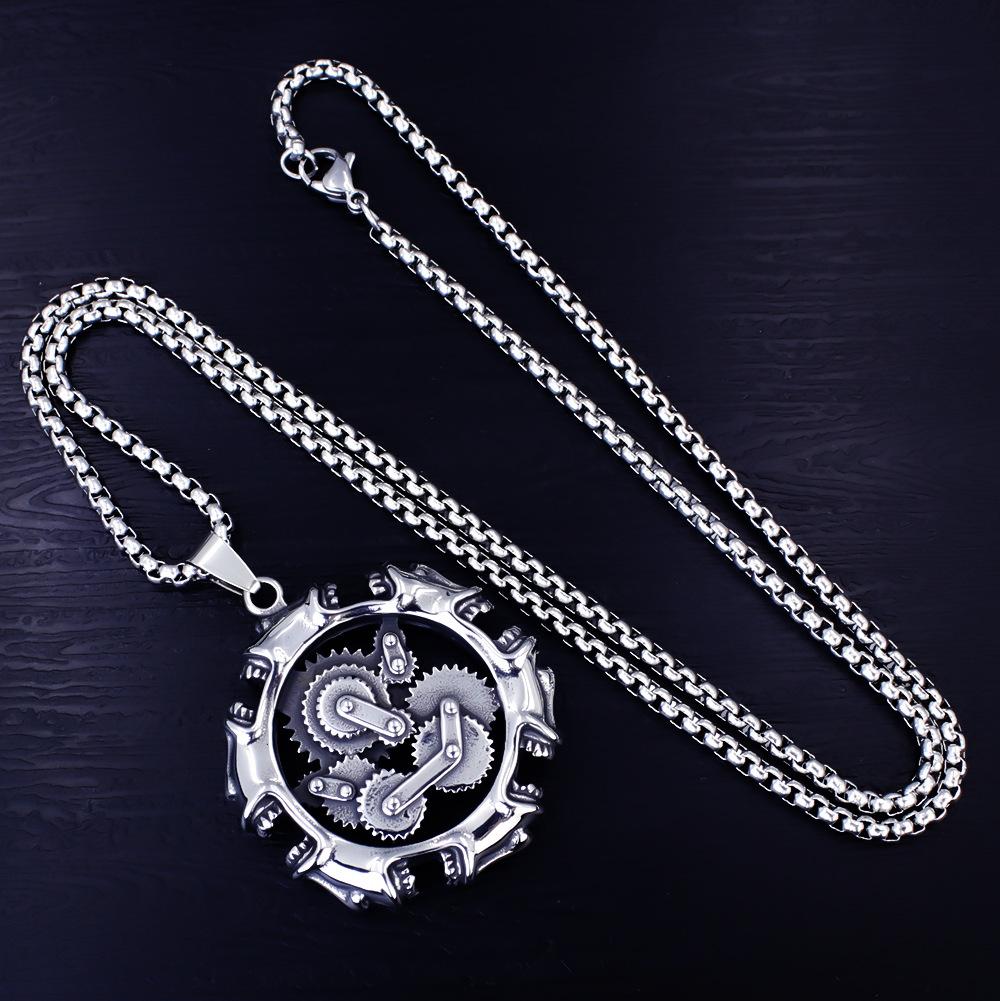 Necklace Retro Mechanical Gear Skull Men's Pendant