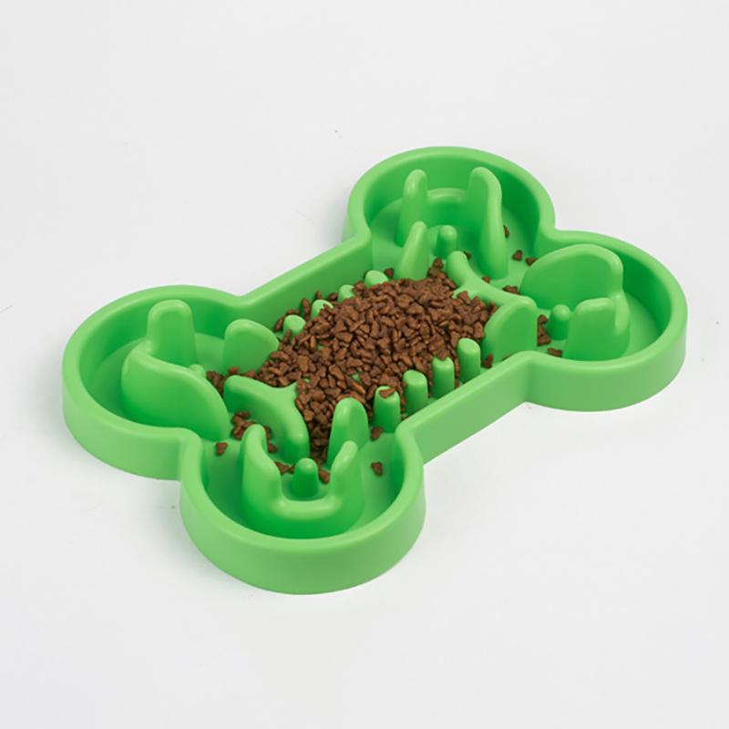 Pet Slow Food Bowl Silicone Bone Shaped Anti-Skid Dog Bowl Cats Feeding Bowls Leakproof Food Feeder Training Dog Slow Food Pet